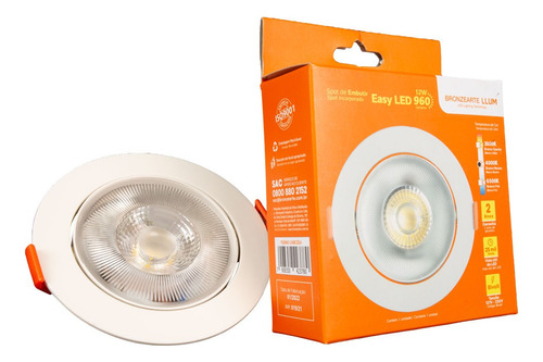 Spot Led 12w Embutir Redondo 4000k Branco Neutro 10cm Llumm Cor Branco neutro 4000K 110V/220V