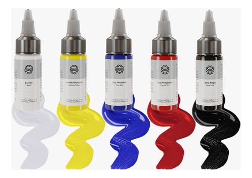 Kit De Tinta Para Tatuaje 5 Colores Vibrantes Ouo 5 Pzs 15ml