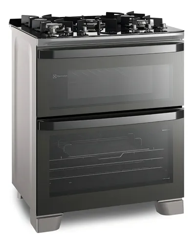 Estufa Electrolux Expert de 5 fuegos con función Airfryer FE5ad, color plateado, 220 V