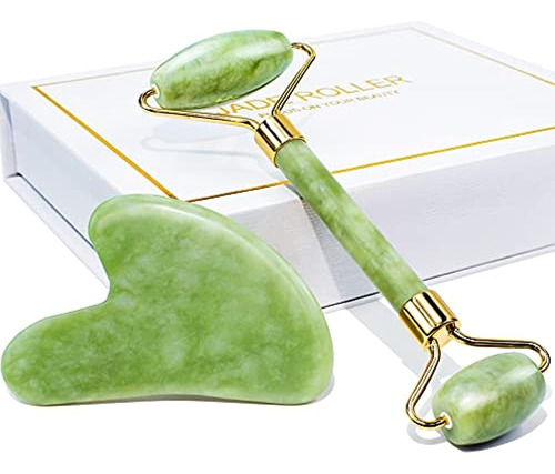 Baimei Jade Roller & Gua Sha Set Facial Beauty Tools, Face R