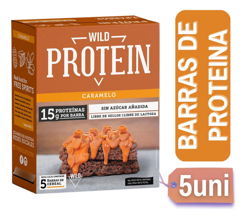 Barra Wild Protein Suplemento Sabor Caramelo - 5 Unidades