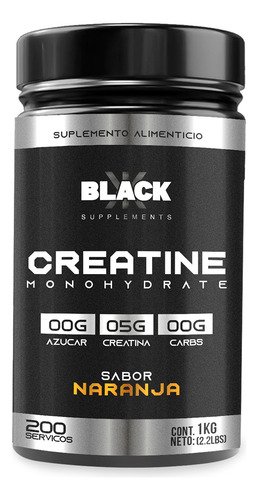 Black Supplements Creatina Monohidratada 1kg 200 Servs Naranja