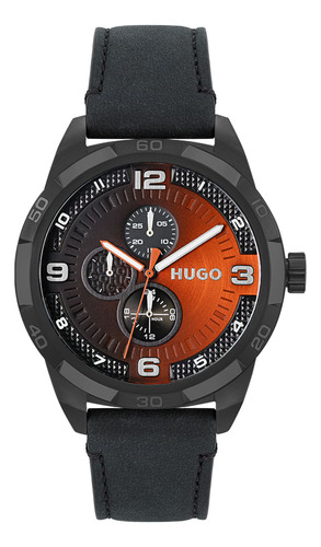 Relógio Hugo Grip Masculino Couro Preto 1530275