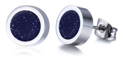 Aretes De Acero Inox Hombre Starry Sky Azul