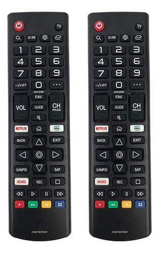 2 Controles Remotos De Repuesto Akb75675304 Para LG Tv Akb75