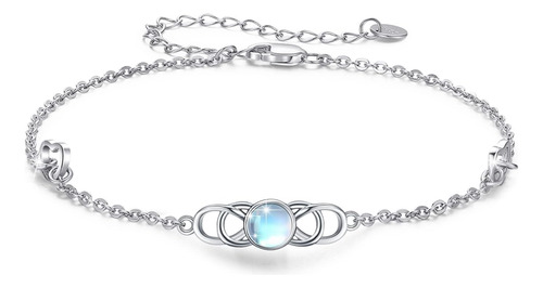 Medwise Pulsera De Piedra Lunar Infinita De Plata De Ley, Pu