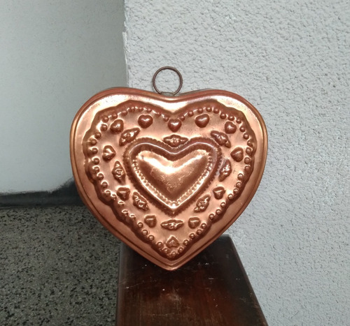 Molde Cobre Estañado Corazón Xa Colgar 16x17 Uso Decoración