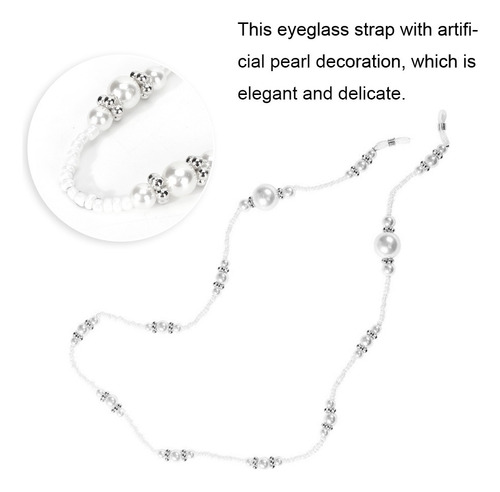 Cadena De Anteojos Elegante Cordón De Perlas Artificiales F