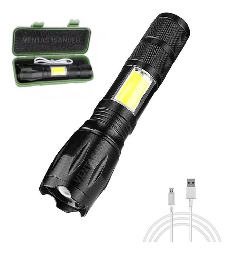 Lampara Táctica Brillante 3000 Lumens Recargable Con Zoom