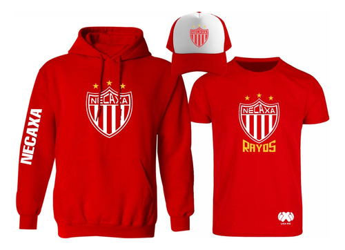 Kit De Sudadera + Playera + Gorra Modelo Club Necaxa Liga Mx