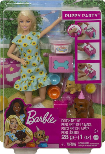 Muñeca Barbie Fiesta De Cachorros Con 2 Cachorros Mattel