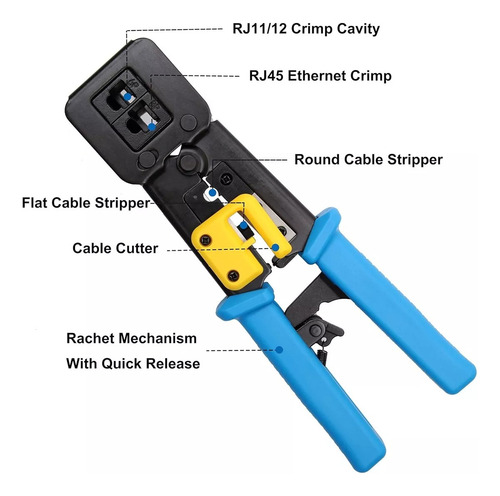 Crimpeadora Ez Rj45 +50 Conector Cat6 Prensa Anticorte
