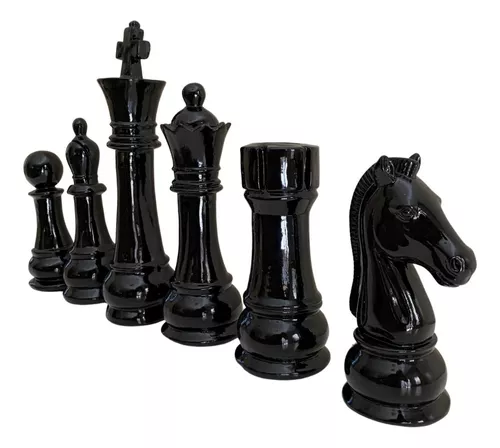 Jogo de Xadrez Medieval Rústico Coleção Temático Peças Chess Set Tabuleiro  Preto Branco Grande