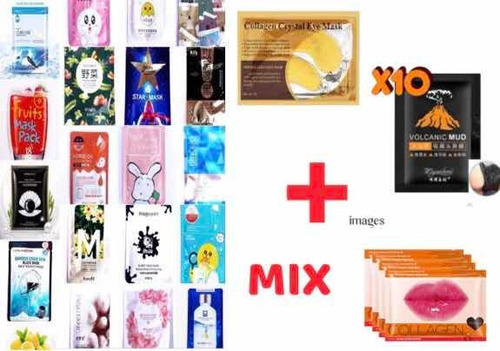 Imagen 1 de 10 de Mascarillas Pack Mixto 50 Pieza Cara Ojos Labios Nariz Punto