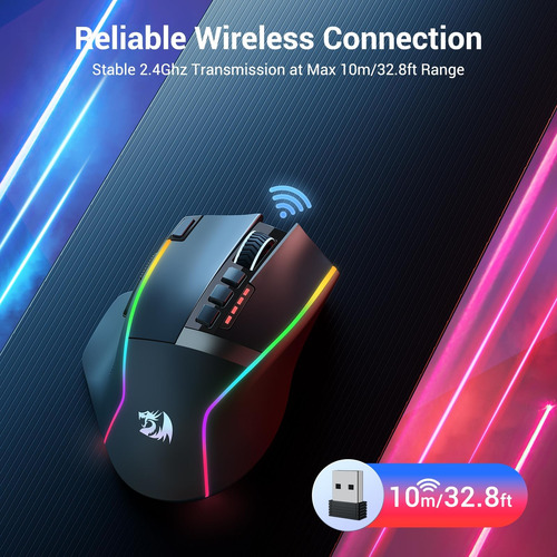 Mouse De Juego Inalámbrico Redragon, Dpi De Ratón Ergonómico