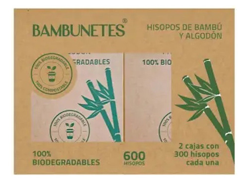 Cotonetes Hisopos De Bambú Y Algodón 600 Pzas