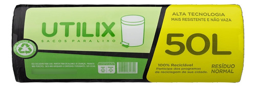 Saco Para Lixo Rolo Com 30 Unidades De 50 Litros Preto Utilix