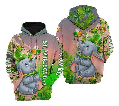 Sudadera Con Capucha Dumbo Elephant Shamrocks Para El Día De