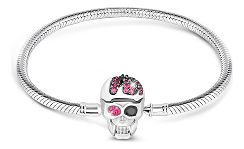 Gnoce Elegante Pulsera De Calavera Con Cristales Negros Y Fu