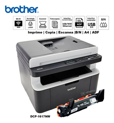 Impresora Láser B/n Brother Dcp-1617nw Wifi Red Adf Usb