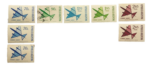 Lote De 10 Sellos Aviones Estilizados, Argentina, 1963, 1973