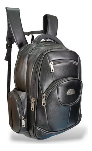 Mochila Executiva Para Notebook' Em Couro Sintético Com Múltiplos Compartimentos E Fechamento Seguro - Ideal Para Trabalho E Viagem