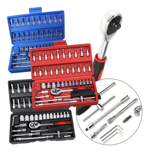 comprar Kit Chaves Jogo Catraca Reversível Soquetes 46 Peças Maleta