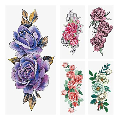 Tatuajes Temporales Para Mujer - Flor Collar Tatu