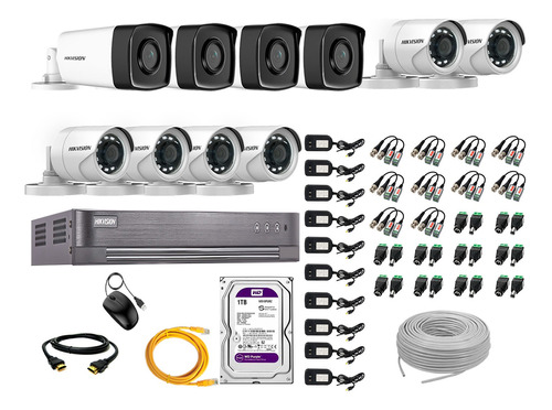 Cámaras Seguridad Exterior It3f Kit 10 Hikvision Full Hd 1tb