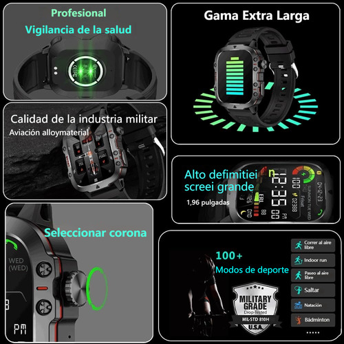 Smart Watch Hombres Bluetooth Contestar Llamada Reloj Inteligente Asistente De Voz Deportivo Smartwatch De Color Caqui