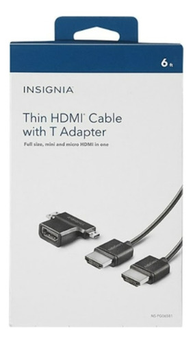 Insignia Cable Hdmi 1.8 Mts Con Adaptador Negro