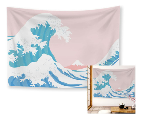 Haoyiyi Tapiz Diseño Ola Oceano Color Rosa Anime Japon Para