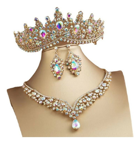 Tiara Tornasol, Collar Y Pendientes, Joyas Para Bodas Y Fies