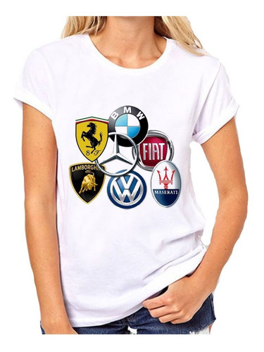 Remera De Mujer Personalizada Marcas Autos Coches