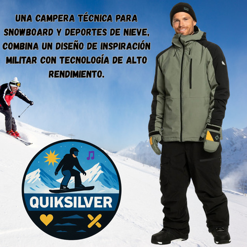 Campera Térmica Quiksilver Snowboard Nieve Hombre Verde Musgo Xl Lisa