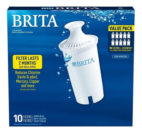 Brita 10 Filtros Reemplazo De Jarra Purificadora De Agua Color Blanco