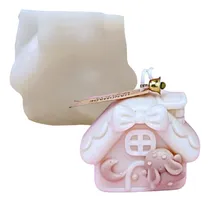 Comprar Molde Silicona Conejo Con Flores Para Vela Resina Yeso Color Transparente