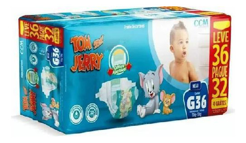 Fralda Descartável Infantil Tom & Jerry Mega G 36 Unidades