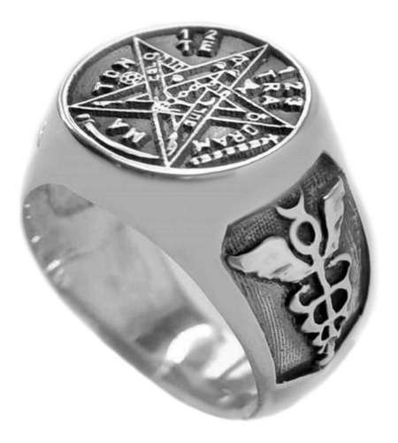 Anel Tetragrammaton Pentagrama Prata Maciça 950