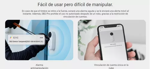 Timbre Inalámbrico (Doorbell) de Batería Recargable / 100% Libre de Cables  / Llamada a la App / Detección de Movimiento / Timbre Para Interior /  Timbres Seleccionables / Soporta Micro SD / Interior