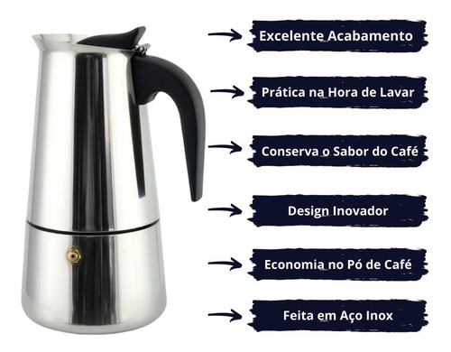 Cafeteira Ke Home 9 Xícaras 5809-1 manual aço inoxidável italiana
