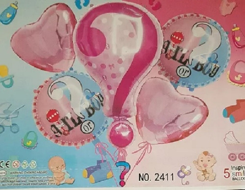 Kit 5 Globos Para Revelación De Genero Sexo Niño O Niña 