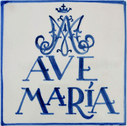 Placa Cerámica Ave María. Cartel Personalizado. Frente Casa
