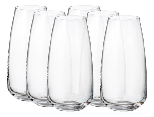 Anser 550 Ml Juego De 6 Vasos De Vidrio Transparente Bebidas