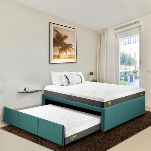 Pack 2 Colchones Individuales Roomi Smile + Bajo Cama Color Azul Petróleo