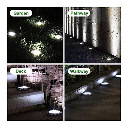 Luz Solar Para Suelo 12 8 Led Lampara Jardin Impermeable