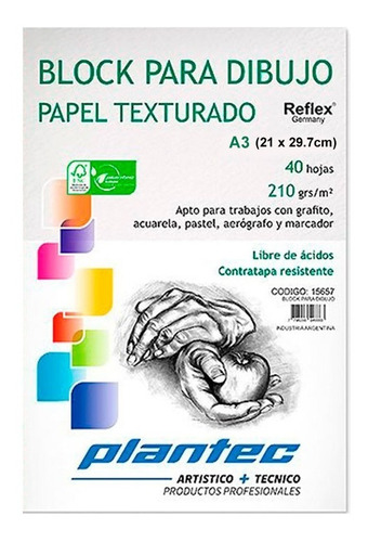 Block Plantec Para Dibujo Papel Texturado Reflex A3 210gr
