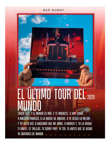 Poster Papel Fotografico Bad Bunny El Ultimo Tour 120x80