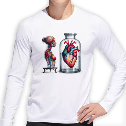 Remera Hombre Ml Corazon Watercolor Cuerpo Anatomia