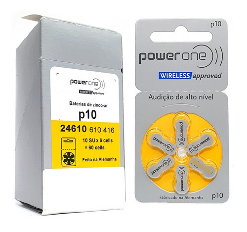 Kit 60 Pilhas Baterias Aparelho Auditivo Power One 10